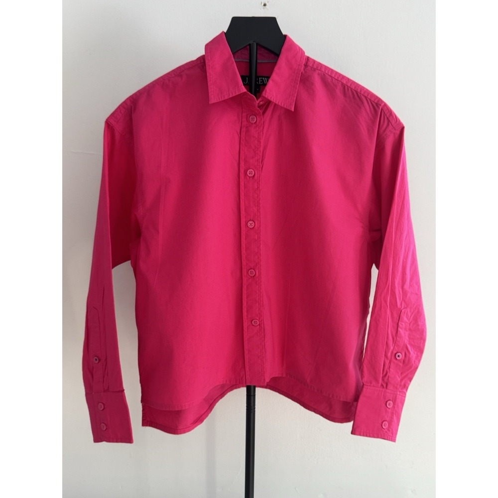 J.Crew Re-Imagined Hot Pink‎ Cotton Button Down Shirt Women's Sz 2 Cottagecore